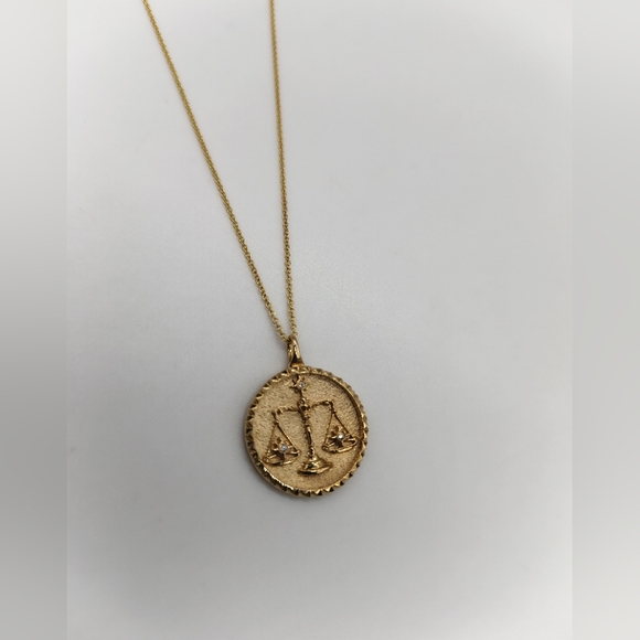 Brilliant Earth Libra Zodiac Diamond Medallion Necklace in 14K Yellow Gold - Picture 8 of 10